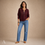 Women's Openwork Zip-Front with Round Neck and Ribbed Trim Cardigan
