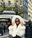 Women's Cropped Hooded Faux Fur Jacket
