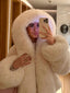 Women's Cropped Hooded Faux Fur Jacket