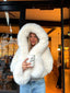 Women's Cropped Hooded Faux Fur Jacket