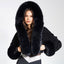 Women's Cropped Hooded Faux Fur Jacket