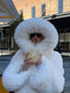 Women's Cropped Hooded Faux Fur Jacket