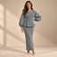 Women's Peplum V-Neck Blazer and Ankle-Length Skirt Two-Piece Set