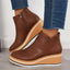 Women's Platform with Side-Zip Closure Wedge Ankle Boots