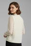 Women's Pleated Mock Neck Neckline Sheer Sleeve Blouse