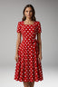 Women's Polka Dot Square Neck Tie Waist Midi Dress