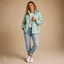 Women's Printed Hooded with Zippered Side Pockets Full-Zip Jacket