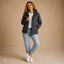 Women's Printed Hooded with Zippered Side Pockets Full-Zip Jacket