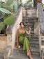 Women's Prom Night Sleeveless Ruched Cowl Neck Maxi Dress