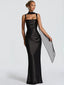 Women's Prom Night Sleeveless Ruched Cowl Neck Maxi Dress
