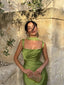 Women's Prom Night Sleeveless Ruched Cowl Neck Maxi Dress