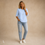 Women's Relaxed Crew-Neck with Curved Hem Elbow-Sleeve Top