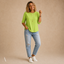 Women's Relaxed Crew-Neck with Curved Hem Elbow-Sleeve Top