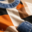 Women's Relaxed Geometric Check Crew-Neck Long-Sleeve Sweatshirt