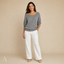 Women's Relaxed Scoop-Neck with 3/4 Balloon Sleeves Sweater