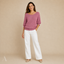 Women's Relaxed Scoop-Neck with 3/4 Balloon Sleeves Sweater