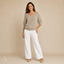 Women's Relaxed Scoop-Neck with 3/4 Balloon Sleeves Sweater