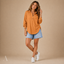 Women's Relaxed V-Neck Button-Front Long-Sleeve with Pocket Tunic Blouse