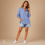 Women's Relaxed V-Neck Button-Front Long-Sleeve with Pocket Tunic Blouse