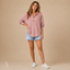Women's Relaxed V-Neck Button-Front Long-Sleeve with Pocket Tunic Blouse