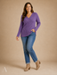 Women's Relaxed V-Neck Long-Sleeve Ribbed-Texture Casual Top