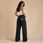 Women's Relaxed Wide-Leg High-Waist Embroidered Bow Detail Jeans