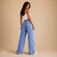 Women's Relaxed Wide-Leg High-Waist Embroidered Bow Detail Jeans