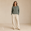 Women's Relaxed Wide Crew-Neck Long-Sleeve Pullover Sweater