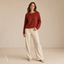 Women's Relaxed Wide Crew-Neck Long-Sleeve Pullover Sweater