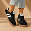 Women's Retro Low-Top Lace-Up with Layered Side Stripes Sneakers