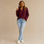 Women's Ribbed Quarter-Zip Stand-Collar Long-Sleeve Pullover Sweater