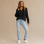 Women's Ribbed Quarter-Zip Stand-Collar Long-Sleeve Pullover Sweater