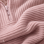 Women's Ribbed Quarter-Zip Stand-Collar Long-Sleeve Pullover Sweater