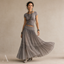 Women's Short-Sleeve Crop Top & Tiered Pleated Maxi Skirt Two-Piece Set