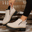 Women's Side-Zip with Low Block Heel and Chunky Lug Sole Ankle Boots