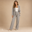 Women's Single-Breasted Blazer and Wide-Leg Trousers Two-Piece Suit Set