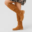 Women's Slouchy Knee-High Round-Toe Side-Zip Low-Heel Boots