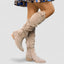 Women's Slouchy Knee-High Round-Toe Side-Zip Low-Heel Boots