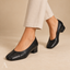 Women's Split-Toe Square-Toe with Low Block Heel Pumps