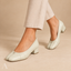 Women's Split-Toe Square-Toe with Low Block Heel Pumps
