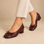 Women's Split-Toe Square-Toe with Low Block Heel Pumps