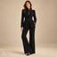 Women's Stand Collar Blazer and Wide-Leg Trousers Two-Piece Suit