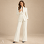 Women's Stand Collar Blazer and Wide-Leg Trousers Two-Piece Suit