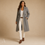 Women's Structured Double-Breasted Notch-Lapel Longline Coat