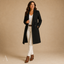 Women's Structured Double-Breasted Notch-Lapel Longline Coat
