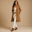 Women's Structured Double-Breasted Notch-Lapel Longline Coat
