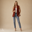 Women's Structured Notch-Collar Sleeveless Longline Blazer Vest