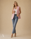 Women's Structured Notch-Collar Sleeveless Longline Blazer Vest