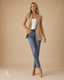 Women's Structured Notch-Collar Sleeveless Longline Blazer Vest