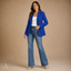 Women's Structured Notch-Lapel Single-Button Long-Sleeve Blazer Jacket